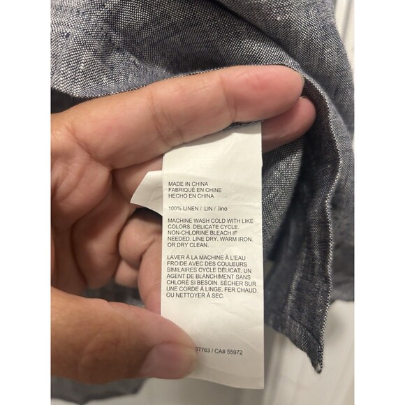 Rafaella Women’s Plus Size 2X 100% Linen Long Sleeve Button Down Blouse Gray - Picture 3 of 5